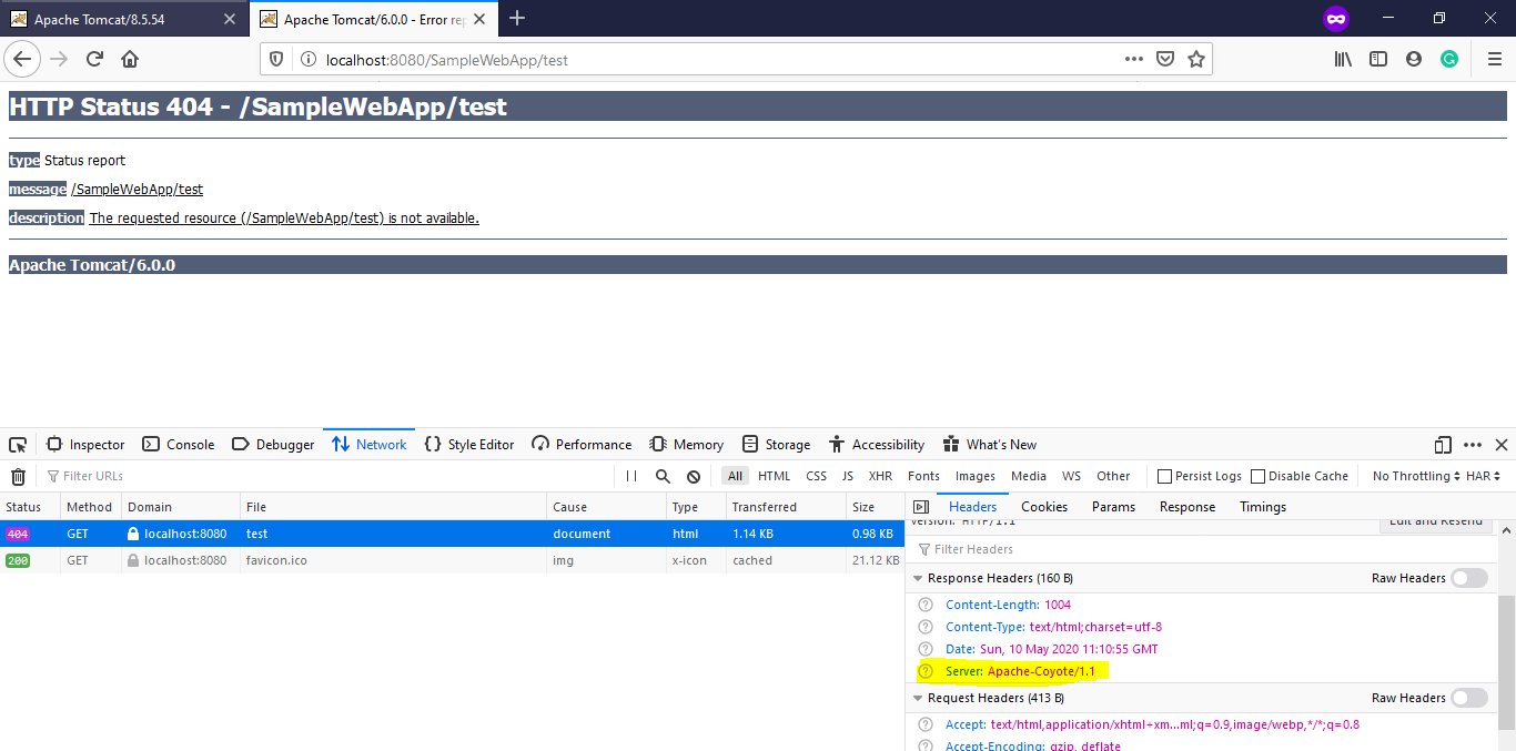 Tomcat Information Disclosure in Response Header