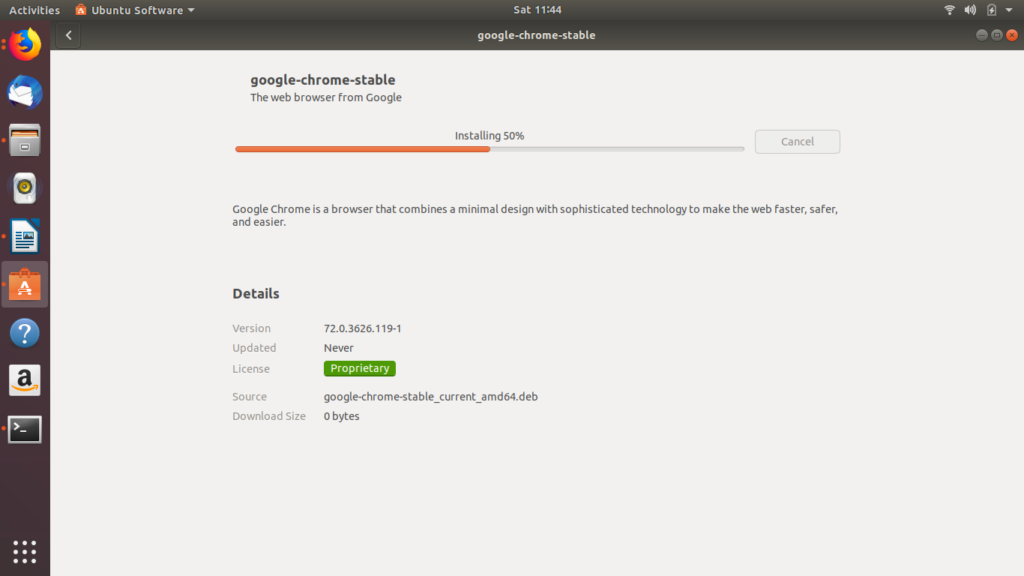 Google Chrome installation Status  Ubuntu