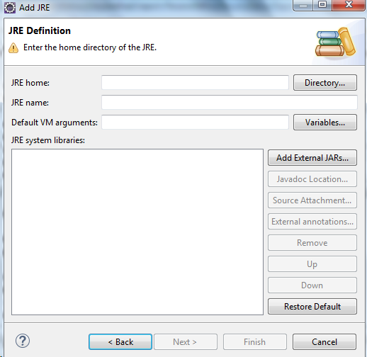 Add JRE - JRE Definition Eclipse