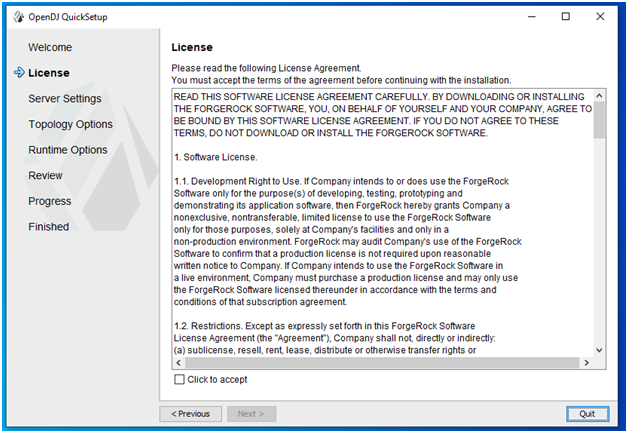 OpenDJ Installation Licence