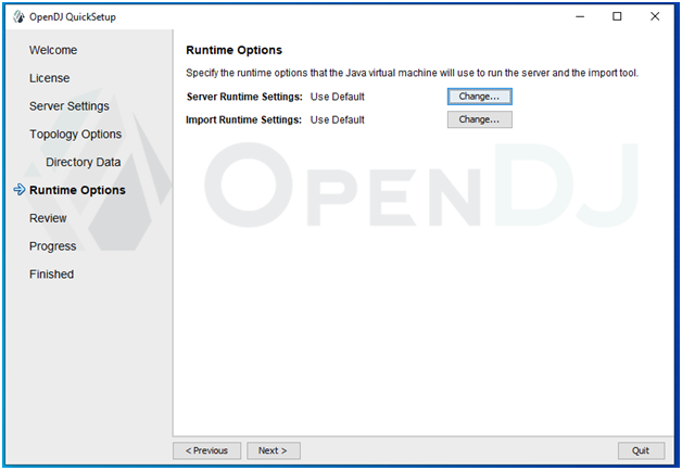 OpenDJ Installation Runtime Options