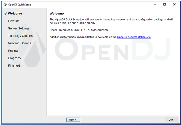 OpenDj Installation Welcome