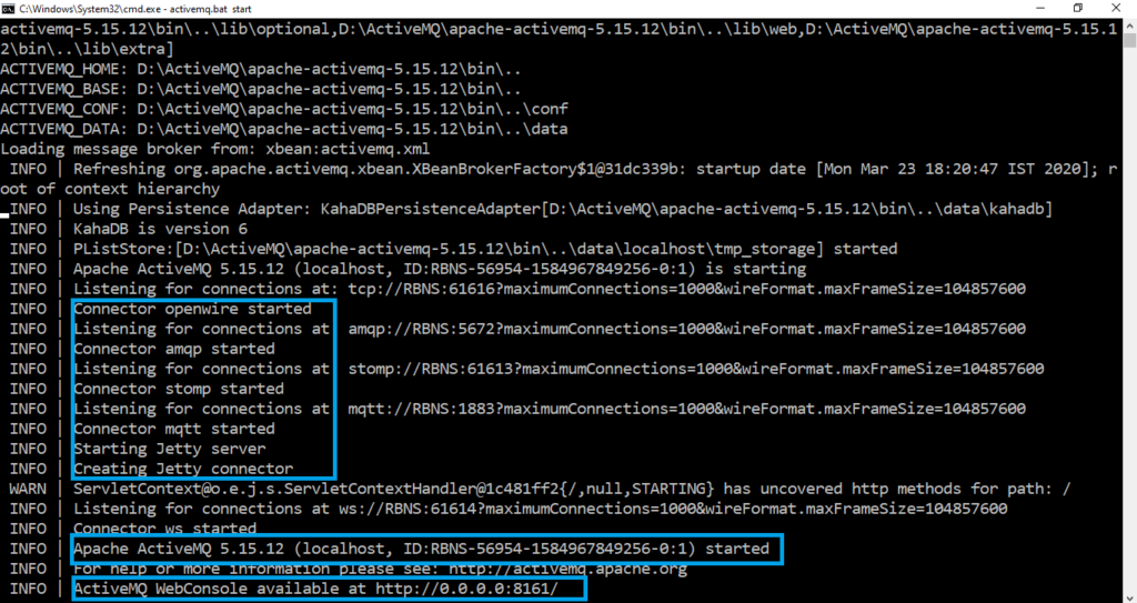 ActiveMQ Start Windows Console