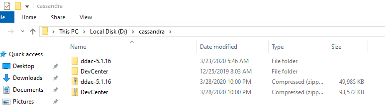Cassandra DataStax Folder Structure