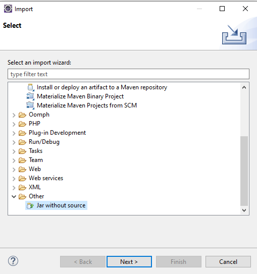 Eclipse jar without source