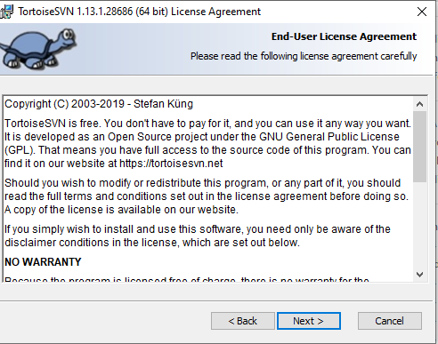 Tortoise SVN Client Installation License