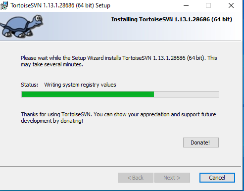 Tortoise SVN Client Installation Progress