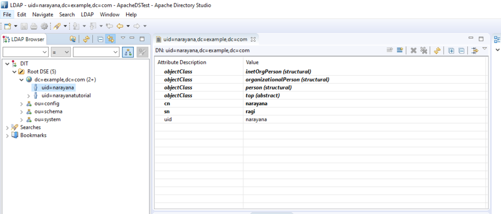 Apache LDAP Directory - Apache Studio User Created