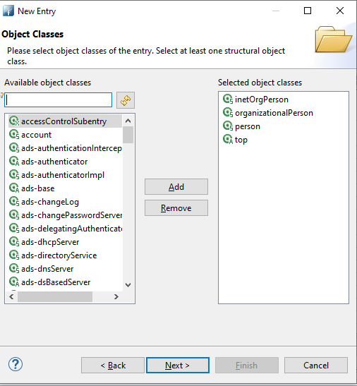 Apache LDAP Directory - Apache Studio User Object Classes