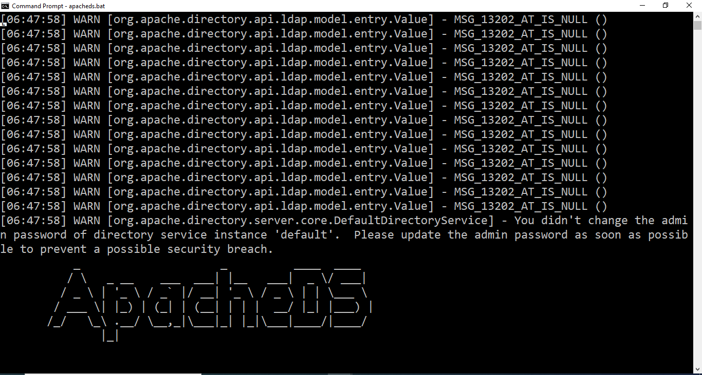 Apache LDAP Directory Started Successful