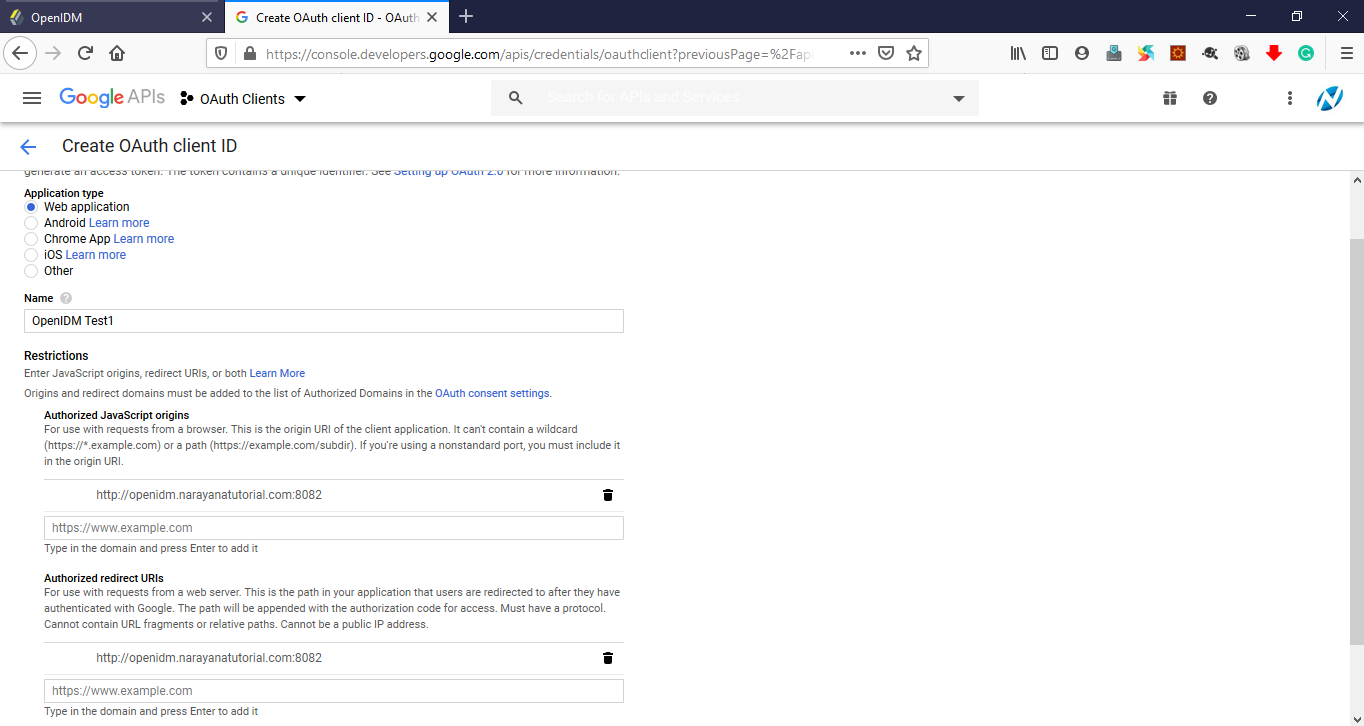 Console Google Developer OAuthClient OAuth Client ID Details