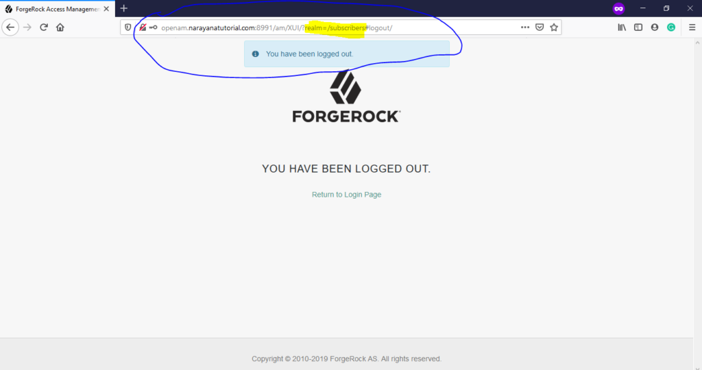 OpenAM Subscriber Realm Logout