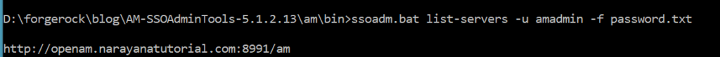 OpenAM ssoadm list of openam servers command