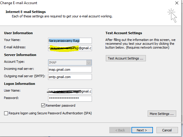 frontier epix email settings for gmail
