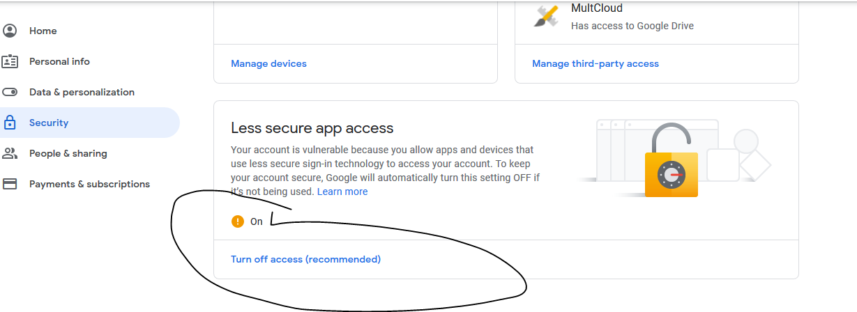 How to enable less secure app access in Gmail